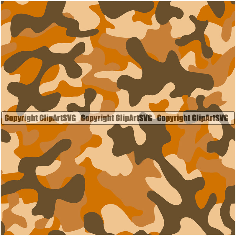Camo Classic Seamless Pattern Design Orange And Black Color Camping Nature Sports Military Fashion Vector Army War Hunting Clipart SVG