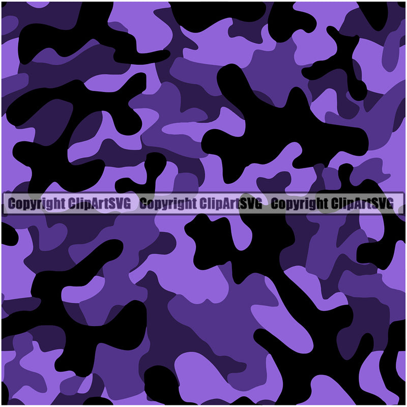 Camo Classic Seamless Pattern Design Deep Purple Color Paintball Army War Combat Camping Nature Sports Military Fashion Vector Clipart SVG