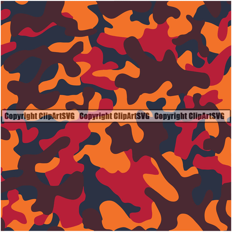 Camo Classic Seamless Pattern Design Red Color Camping Nature Sports Military Fashion Vector Paintball Army War Combat Clipart SVG
