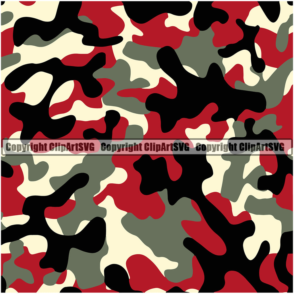 Camo Classic Seamless Pattern Design Red Color Paintball Army War ...