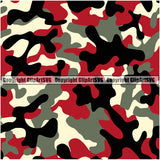 Camo Classic Seamless Pattern Design Red Color Paintball Army War Combat Camping Nature Sports Military Fashion Vector Clipart SVG