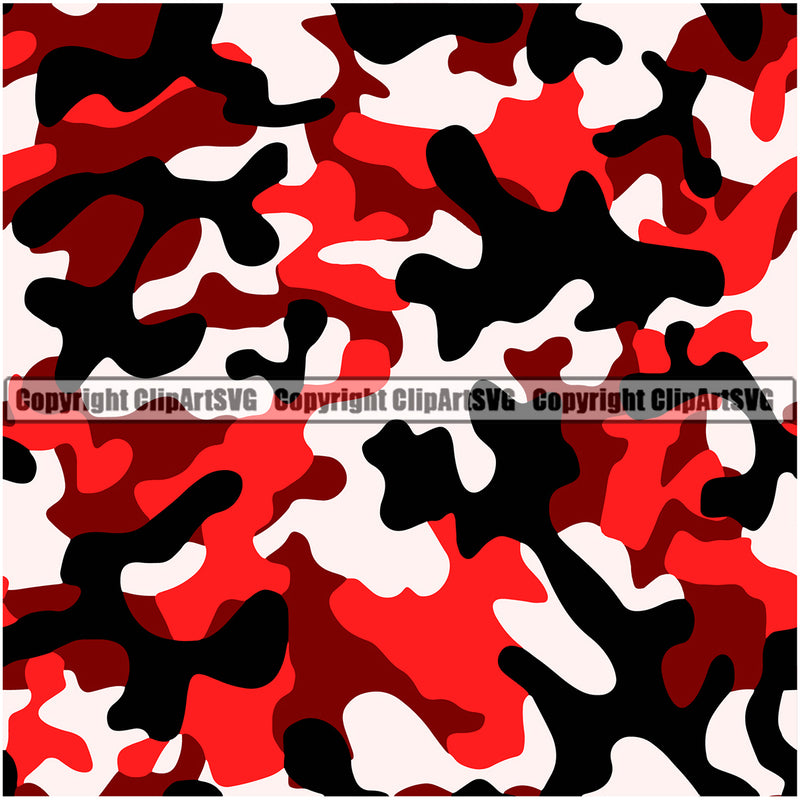 Camo Classic Seamless Pattern Design Red Color War Combat Camping Nature Sports Military Fashion Army Vector Clipart SVG