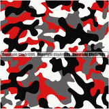 Camo Classic Seamless Pattern Design Red Color Black Fishing Paintball Army War Combat Camping Nature Sports Military Fashion Vector Clipart SVG