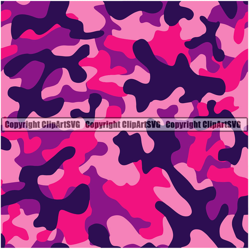 Camo Classic Seamless Pattern Design Pink Color Camping Nature Sports Military Fashion Vector Paintball Army War Combat Wilderness Clipart SVG