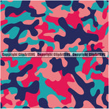 Camo Classic Seamless Pattern Design Blue Pink Color Army War Combat Camping Nature Sports Military Fashion Clipart SVG