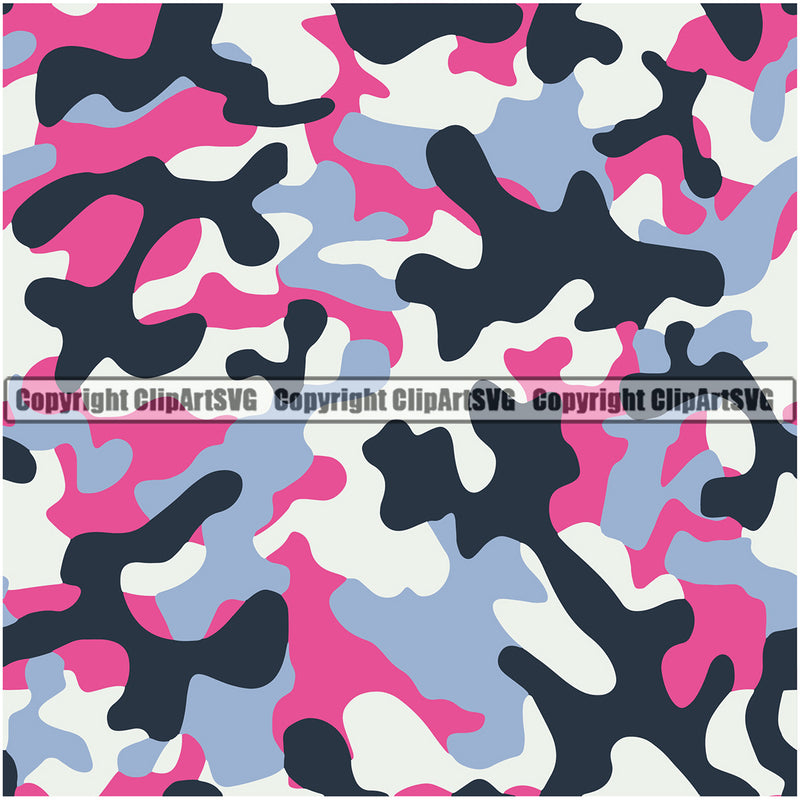 Camo Classic Seamless Pattern Design Pink Color Paintball Army War Combat Camping Nature Sports Military Fashion Clipart SVG