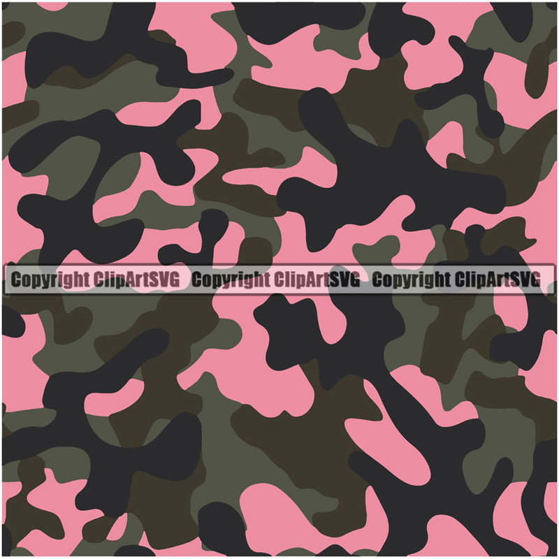 Camo Classic Seamless Pattern Design Pink Color Fishing Paintball Army War Combat Camping Nature Sports Military Fashion Vector Clipart SVG