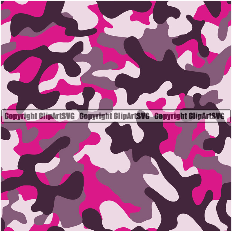 Camo Classic Seamless Pattern Design Pink Color Camping Nature Sports Military Fashion Vector Paintball Army War Combat Clipart SVG