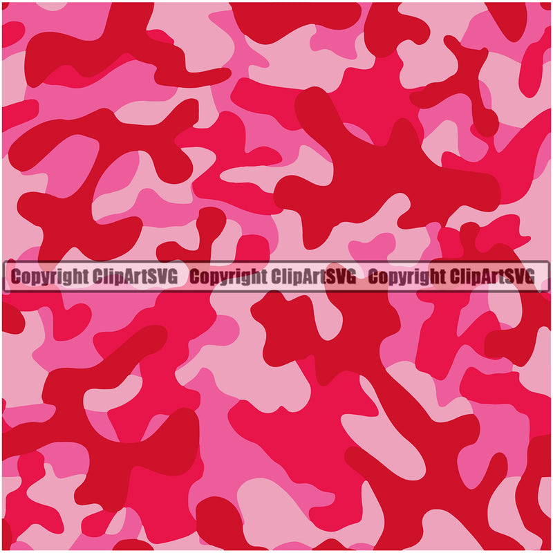 Camo Classic Seamless Pattern Design Deep Pink Color Sports Military Fashion Vector Paintball Army War Combat Camping Nature Clipart SVG