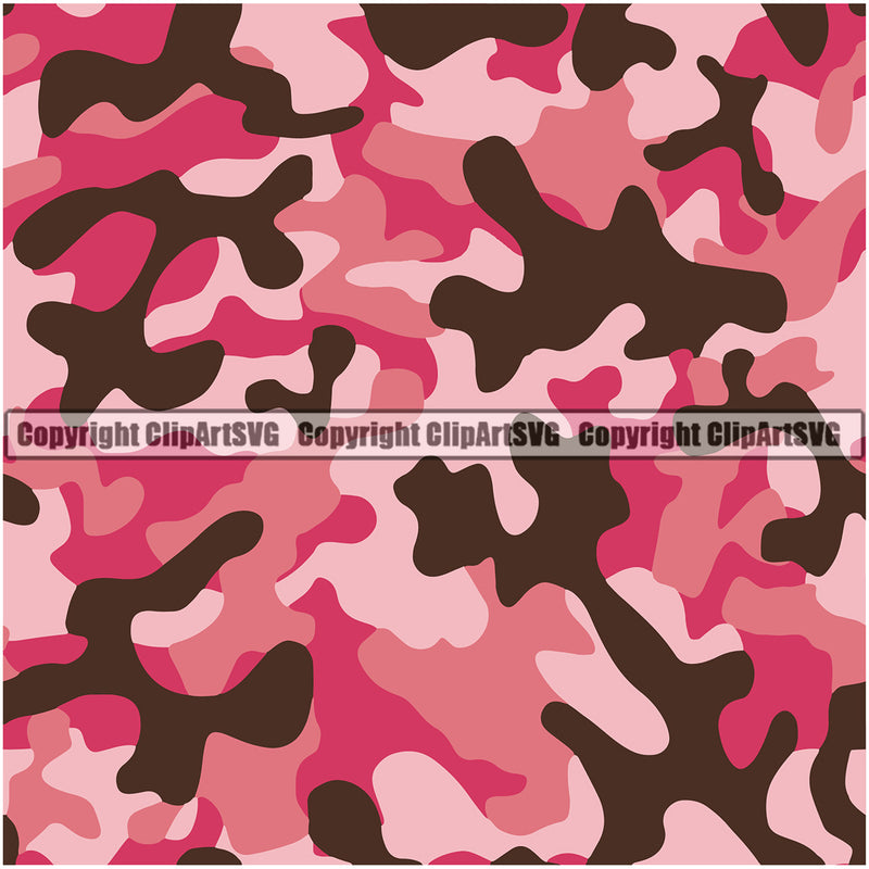 Camo Classic Seamless Pattern Design Pink Maroon Color Paintball Army War Combat Camping Nature Sports Military Fashion Vector Wilderness Clipart SVG