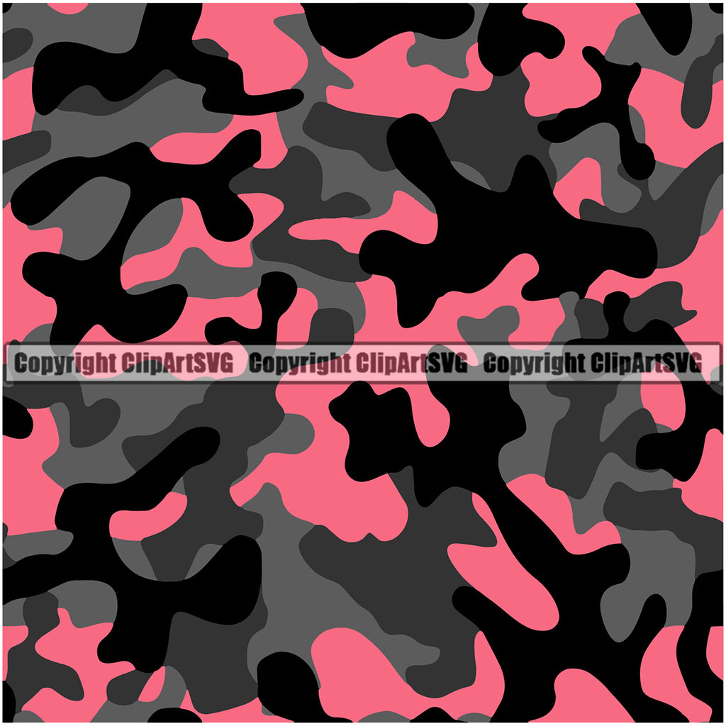 Camo Classic Seamless Pattern Design Fishing Paintball Army War Combat Camping Nature Sports Military Pink Color Vector Clipart SVG