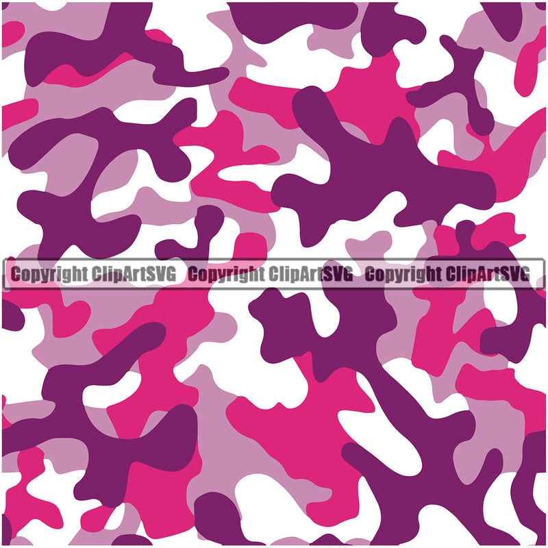 Camo Classic Seamless Pattern Design Fishing Paintball Army War Combat Camping Nature Sports Military Fashion Pink Color Clipart SVG
