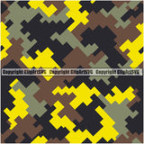 Digital Camo Camouflage Seamless Pattern Design Yellow Color Black Gray Paintball Army War Combat Camping Nature Sports Military Vector Clipart SVG