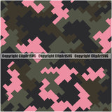 Camo Digital Seamless Pattern Design Pink Black Gray Color Paintball Army War Combat Camping Nature Sports Military Fashion Multicolor Vector Clipart SVG