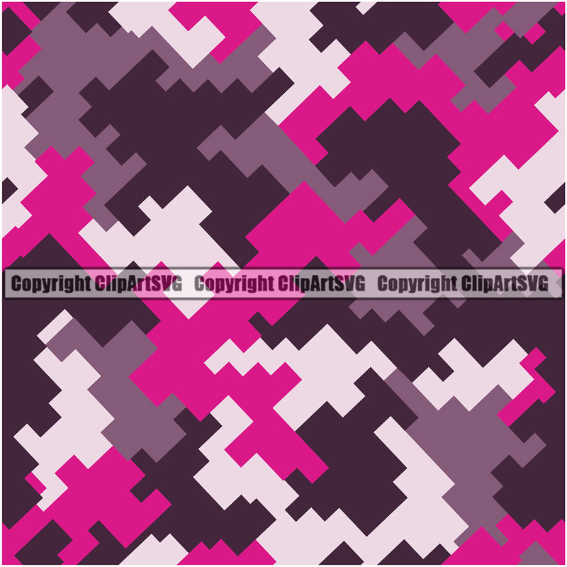 Camo Digital Seamless Pattern Design Pink Black White Mix Color Outdoor Hunting Paintball Army War Combat Camping Nature Sports Clipart SVG