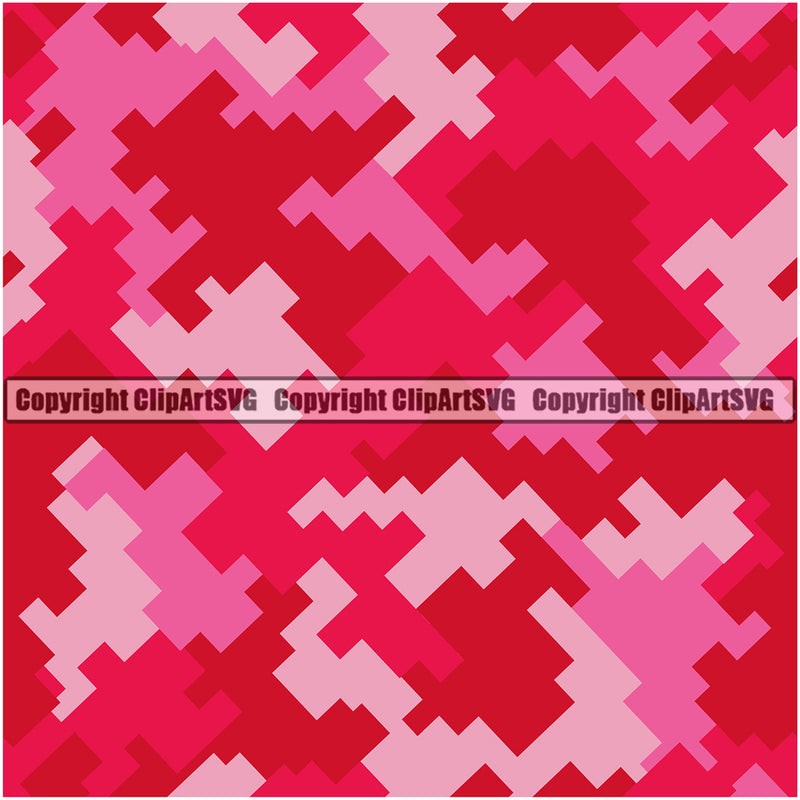 Camo Digital Seamless Pattern Design Pink White Color Paintball Army War Combat Camping Nature Sports Wilderness Outdoor Clipart SVG
