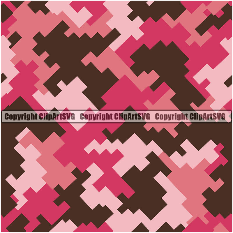 Camo Digital Seamless Pattern Design Pink Black Mix Color Fishing Paintball Army War Combat Camping Nature Sports Military Fashion Multicolor Clipart SVG
