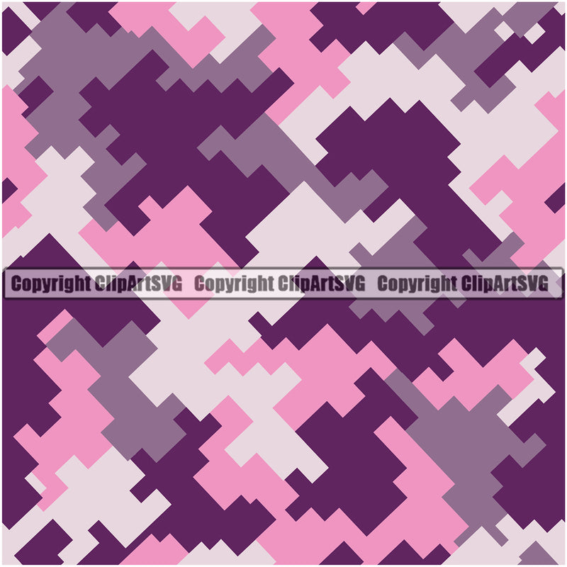 Camo Digital Seamless Pattern Pink White Black Mix Color Paintball Army War Combat Camping Nature Sports Military Fashion Clipart SVG