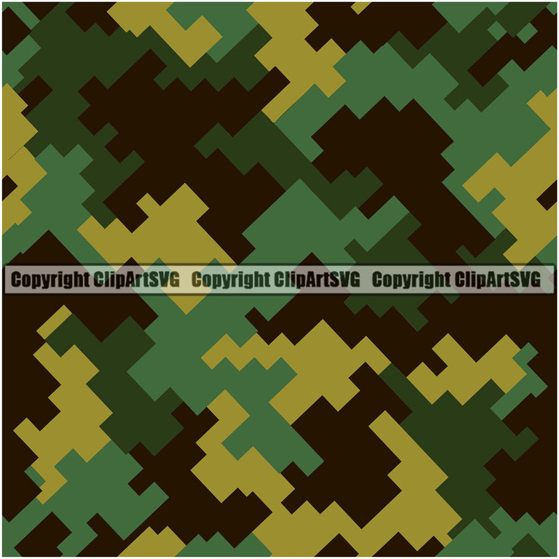 Digital Woodland Camo Seamless Pattern Design Army War Combat Camping Nature Sports Military Fashion Vector Paintball Vector Clipart SVG