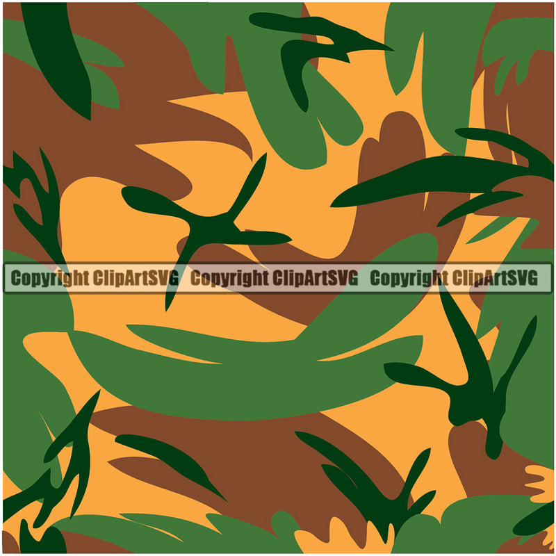 Camo Jungle Woodland Seamless Pattern Design Green Brown Black Color Jungle Wilderness Outdoor Hunting Army War Combat Camping Nature Sports Clipart SVG
