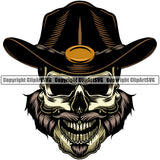 Cowboy Western Texas Vintage American Country Skull Smile Face With Head Hat Design Element Rodeo Traditional Retro Old Wild West Art Design Isolated Rancher Logo Clipart SVG