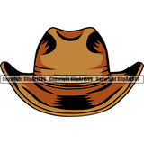Cowboy Western Texas Vintage American Country Cowboy Hat Leather Cap Brown Color Design Element Rodeo Traditional Retro Old Wild West Art Design Isolated Rancher Logo Clipart SVG