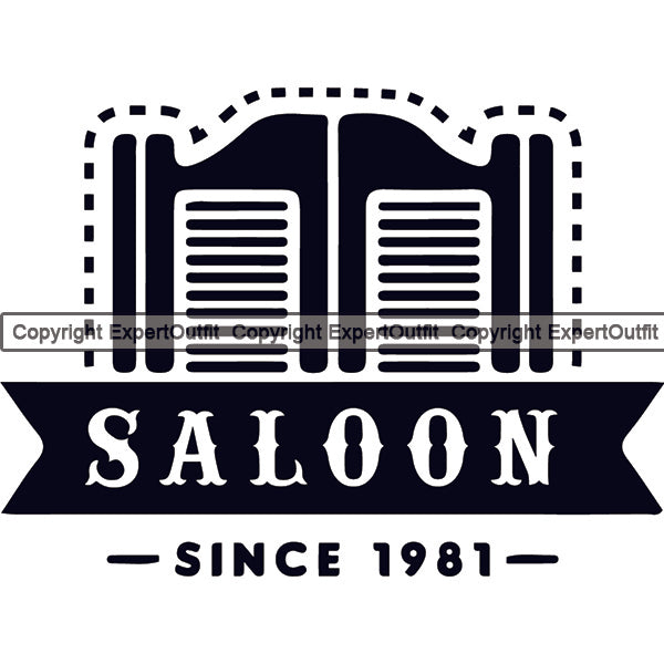 Cowboy Western Texas Vintage American Country Saloon Since 1981 Quote Text Door Design Element Rodeo Traditional Retro Old Wild West Art Design Isolated Rancher Logo Clipart SVG