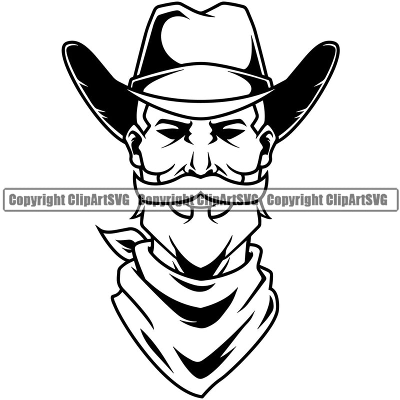 Cowboy Western Texas Vintage American Country Rodeo Cowboy Hat Mascot Vector Design Element Traditional Retro Old Wild West Art Design Isolated Rancher Logo Clipart SVG