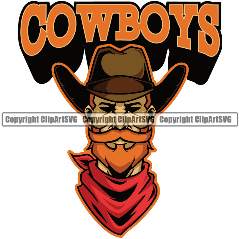 Cowboy Western Texas Vintage American Country Rodeo Cowboy Color Mascot Design Element Traditional Retro Old Wild West Art Design Isolated Rancher Logo Clipart SVG