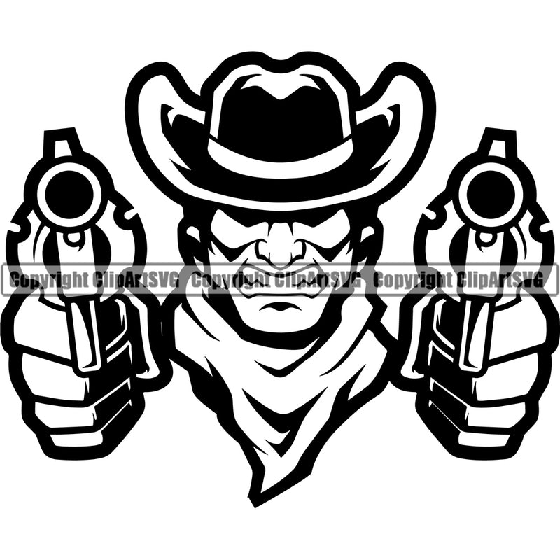 Cowboy Western Texas Vintage American Country Cowboy Angry Face Mascot Hand Up Design Element Rodeo Traditional Retro Old Wild West Art Design Isolated Rancher Logo Clipart SVG