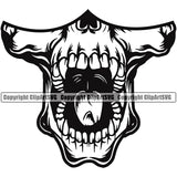 Skull Skeleton Outlaw Angry Mean Face Yelling Color Mask Open Mouth Design Element Bone Scary Halloween Spooky Half Face Art Design Isolated Rancher Logo Clipart SVG