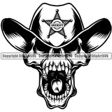 Cowboy Skull Skeleton Outlaw Angry Mean Face Yelling Western Texas Vintage American Country Rodeo Outlaw Sheriff Angry Face Design Element Retro Old Wild West Art Design Isolated Rancher Logo Clipart SVG