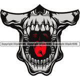 Skull Skeleton Outlaw Angry Mean Face Yelling Color Mask Open Mouth Design Element Bone Scary Halloween Spooky Half Face Color Gray Art Design Isolated Rancher Logo Clipart SVG
