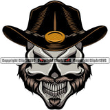 Cowboy Western Texas Vintage American Cowboy Skull Skeleton Beard Scarf Bandanna Leather Hat Cap Evil Sinister Smile Teeth Face Hat Design Element Color Rodeo Traditional Retro Old Wild West Art Design Isolated Rancher Logo Clipart SVG