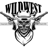 Cowboy Western Texas Vintage American Country Cowboy  Skull Skeleton Beard Hat Cap Scarf Bandanna Logo Wild West Quote Text Design Element Rodeo Traditional Retro Old Wild West Art Design Isolated Rancher Logo Clipart SVG
