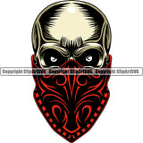 Cowboy Western Texas Vintage American Country Rodeo Skull Skeleton Wearing Leather Bandanna Mask Color Head Face Scarf Design Element Traditional Retro Old Wild West Art Design Isolated Rancher Logo Clipart SVG