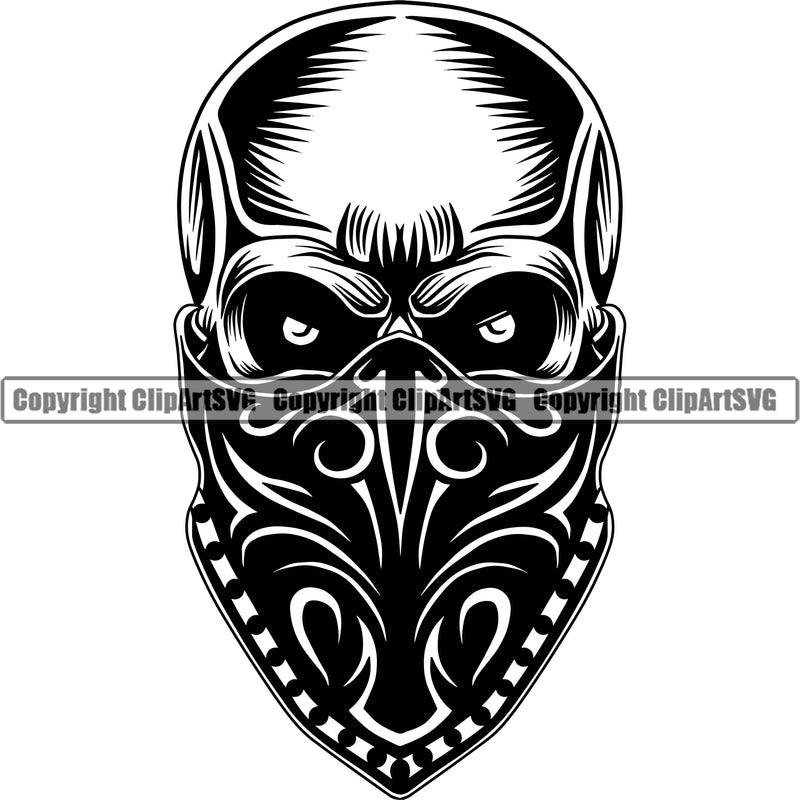 Cowboy Western Texas Vintage American Country Rodeo Skull Skeleton Wearing Leather Bandanna Mask White Design Element Retro Old Wild West Art Design Isolated Rancher Logo Clipart SVG