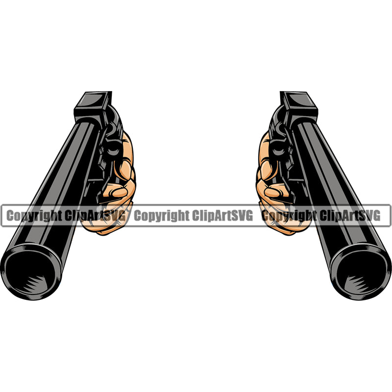 Cowboy Western Texas Vintage American Country Rodeo Cowboy Double Hand Holding Guns Pistol Revolver Design Element Color Design Element Traditional Retro Old Wild West Art Design Isolated Rancher Logo Clipart SVG