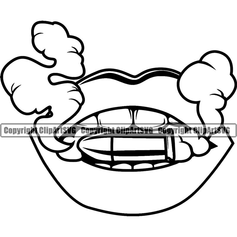 Lips Color Biting Bite Gun Bullet Design Element Face Sexy Mouth Position Head Cartoon Character Mascot Creation Create Art Artwork Creator Business Company Logo Clipart SVG