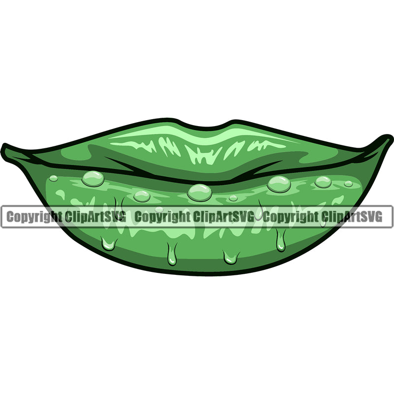 Lips Green Color Dripping Design Element Face Sexy Mouth Position Head Cartoon Character Mascot Creation Create Art Artwork Creator Business Company Logo Clipart SVG