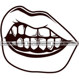 Lips Gold Teeth Gangster Grill Thug Mean Mug Bling Jewelry Design Element Character Mascot Creation Create Art Artwork Face Sexy Mouth Position Head Cartoon Company Logo Clipart SVG