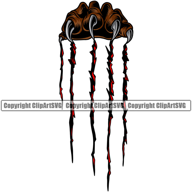 Animal Claw Design Element Sharp Nails Scratching Paw Scratch Paws Brown Scratches Scratches Tiger Cheetah Panther Leopard Jaguar Hand Sports Mascots Team School Sport Mascot Character Fantasy Emblem Badge Company Art Symbol Business Logo Clipart SVG