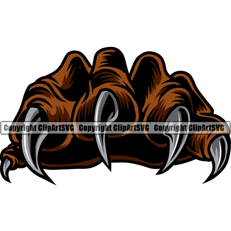 Animal Claw Design Element Sharp Nails Scratching Paw Scratch Paws Scratches Tiger Cheetah Panther Leopard Jaguar Monster Hand Sports Mascots Team Sport Mascot Game Fantasy Emblem Badge Company Brown Color Symbol Business Logo Clipart SVG