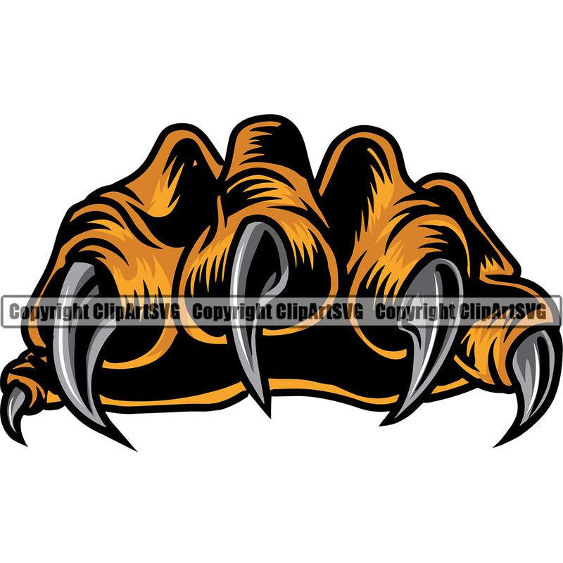 Animal Claw Design Element Yellow Color Sharp Nails Scratching Paw Scratch Paws Scratches Cheetah Panther Leopard Jaguar Monster Hand Sports Mascots School Sport Mascot Cartoon Fantasy E-Sport Emblem Badge Company Art Symbol Business Logo Clipart SVG