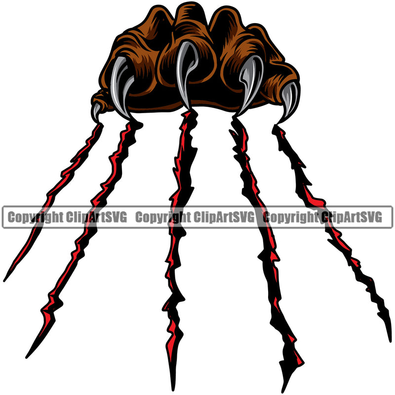 Animal Claw Design Element Color Ripping Background Sharp Nails Scratching Paw Scratch Scratches Tiger Cheetah Panther Jaguar Monster Hand Mascots Team School Mascot Character Fantasy E-Sport Emblem Badge Company Art Symbol Business Logo Clipart SVG