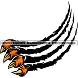 Animal Claw Design Element Sharp Color Nails Scratching Scratch Paws Scratches Cheetah Panther Leopard Jaguar Monster Hand Sports Mascots Team School Sport Mascot Character Fantasy E-Sport Emblem Badge Company Art Symbol Business Logo Clipart SVG