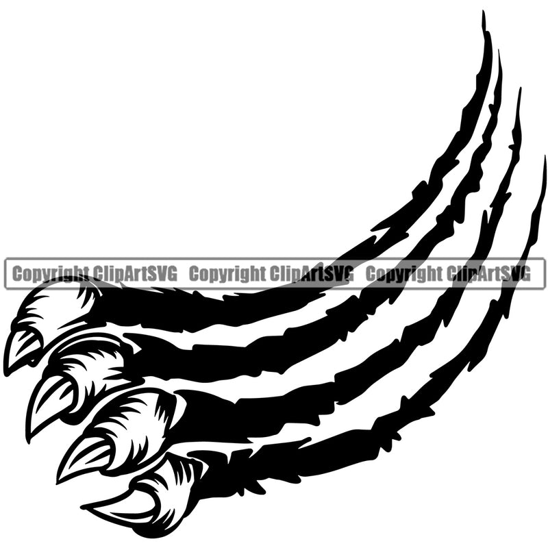 Animal Claw Design Element Sharp Nails Scratching Paw Scratch Scratches Tiger Panther Leopard Jaguar Monster Hand Mascots School Sport Mascot Cartoon Character Fantasy E-Sport Emblem Badge Company Art Symbol Business Logo Clipart SVG
