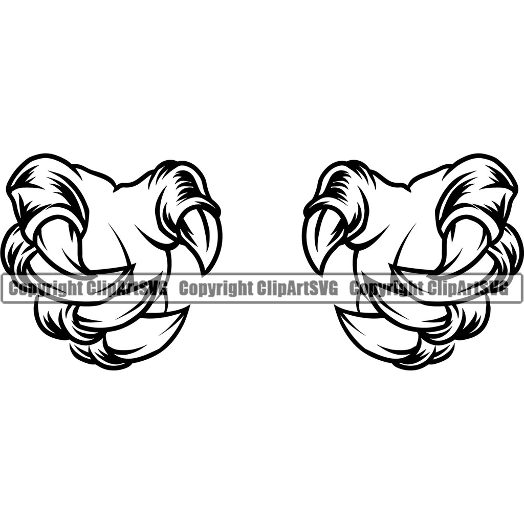 Animal Claw Design Element Game Controller Sharp Nails Scratching Paws Tiger Panther Leopard Jaguar Monster Hand Sports Mascots Team School Sport Mascot Cartoon Character Game Fantasy eSport Emblem Badge Company Art Symbol Business Logo Clipart SVG