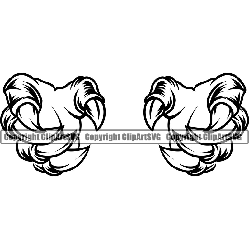 Animal Claw Design Element Game Controller Sharp Nails Scratching Paws Tiger Panther Leopard Jaguar Monster Hand Sports Mascots Team School Sport Mascot Cartoon Character Game Fantasy eSport Emblem Badge Company Art Symbol Business Logo Clipart SVG