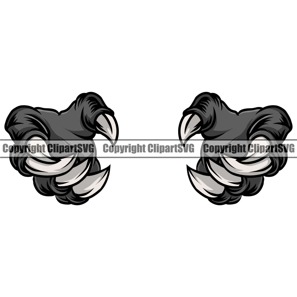 Animal Claw Design Element Holding Object Sharp Nails Scratching Paws Scratches Tiger Panther Jaguar Monster Hand Sports Mascots Sport Mascot Cartoon Character Game Fantasy eSport Emblem Badge Company Art Symbol Business Logo Clipart SVG